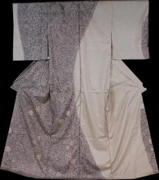 染め分け裂取華紋に抜染小花